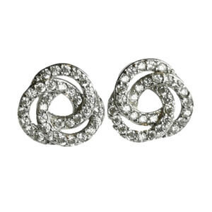 "love Knot" cz sterling silver stud earrings